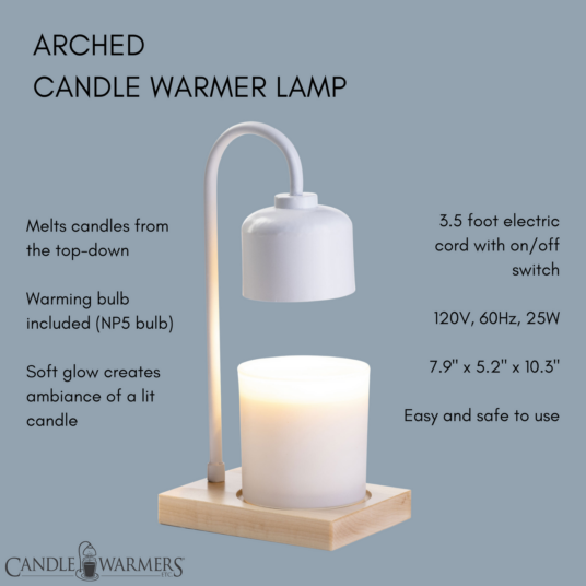 Arched Candle Warmer Lamp - White & Wood