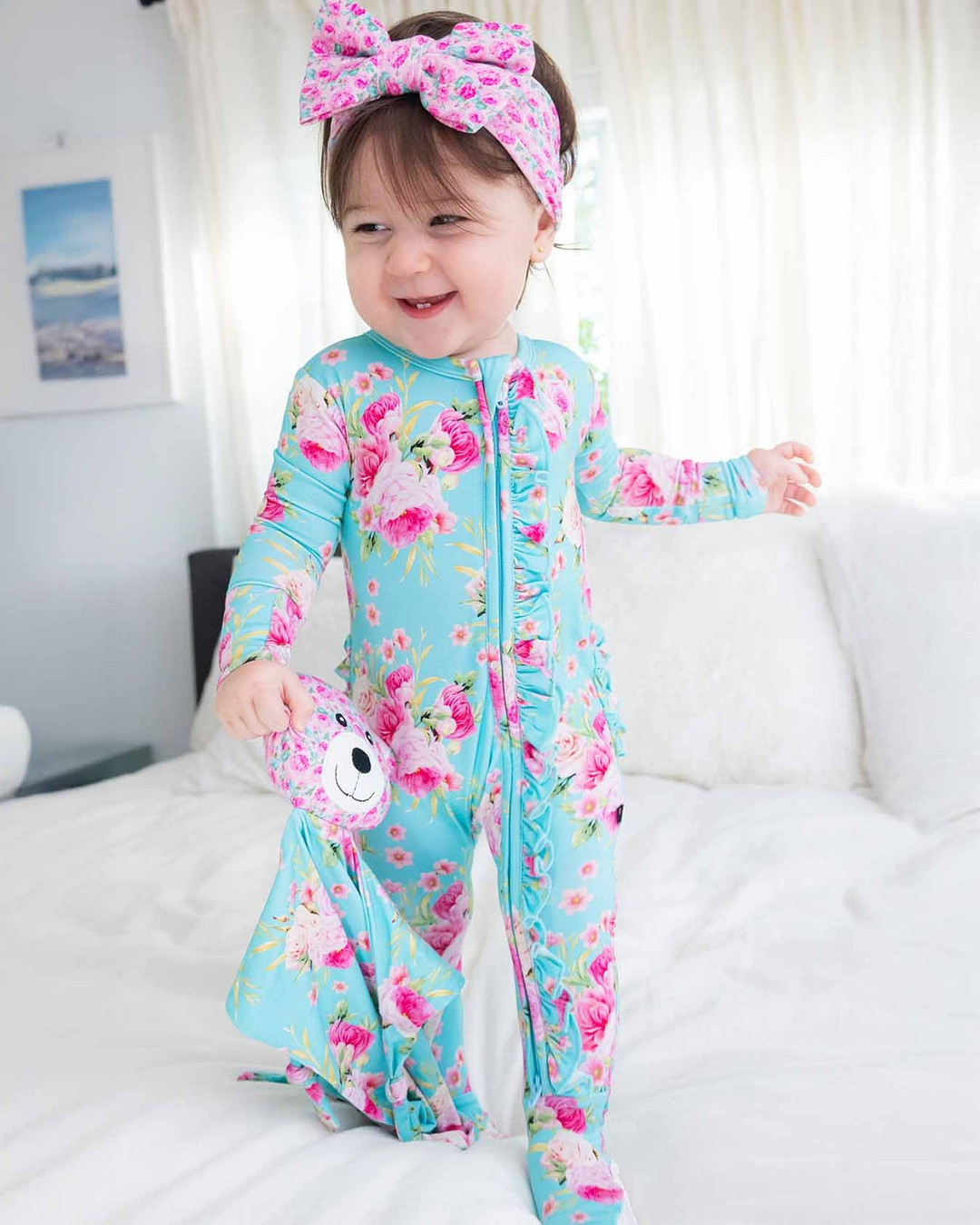 Alana Ruffled Zippered Footie