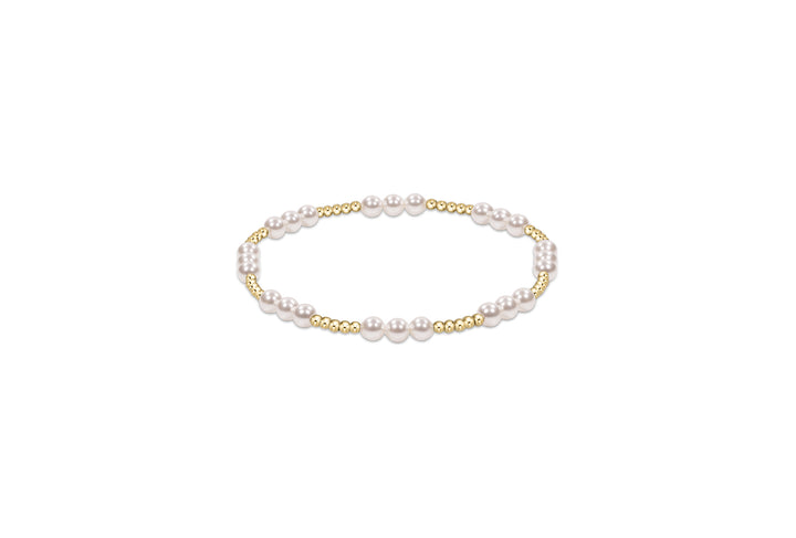 Classic Joy Pattern 4mm Bead Bracelet - Pearl