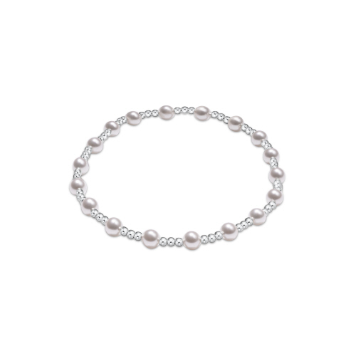 Classic Sincerity Pattern Sterling 4mm Bead Bracelet - Pearl