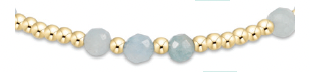 Gemstone Gold Joy Pattern 3mm Bead Bracelet - Aquamarine