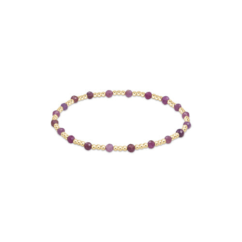 Gemstone Gold Sincerity Pattern 3mm Bead Bracelet - Ruby