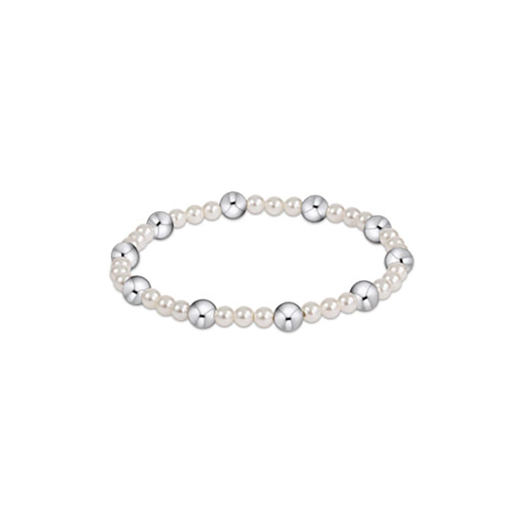 Pearl Sincerity Pattern 4mm Bead Bracelet - 6mm Sterling