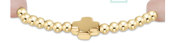 Signature Cross Admire Gold Pattern 3mm Bead Bracelet - Pink Opal
