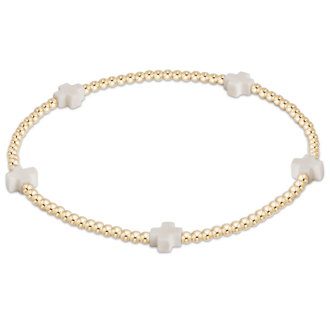 Signature Cross Small 2mm Gold Bracelet - Off-White