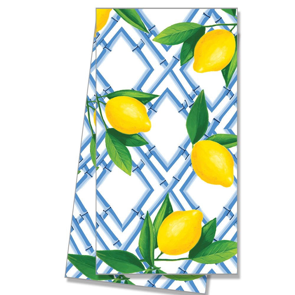 Cotton Tea Towel - Bamboo Lemon
