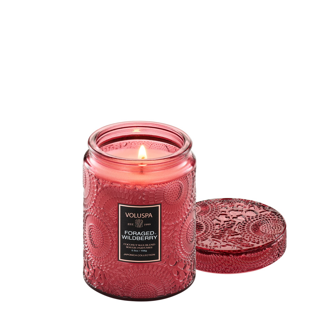 Foraged Wildberry - 5.5 Oz Embossed Glass Jar Candle With Lid