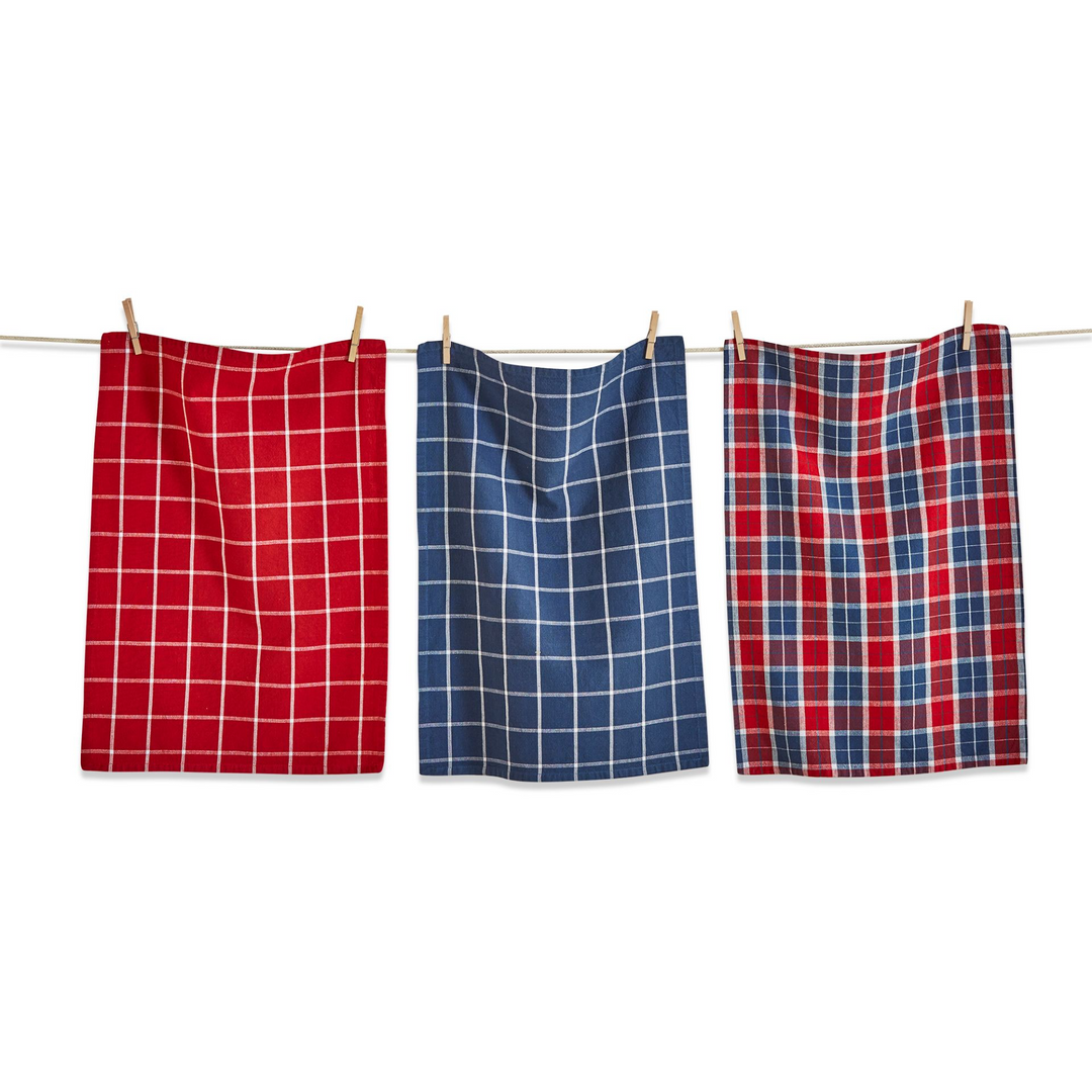 American Rustic Plaid Dishtowel Set of 3