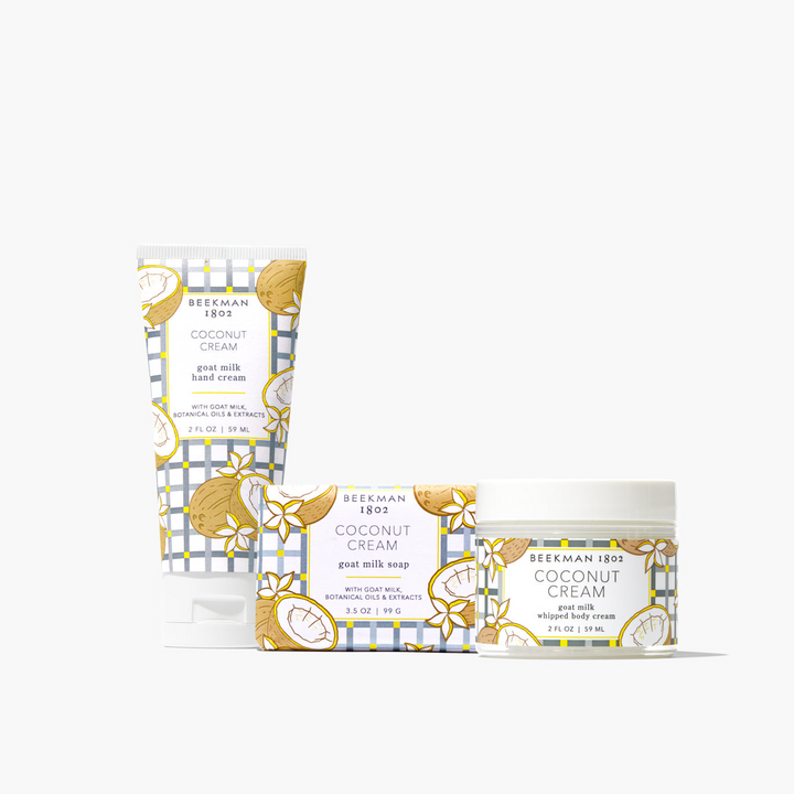 Gift Set - Coconut Cream 2oz Hand Cream, 2oz Body Cream, 3.5oz Bar Soap