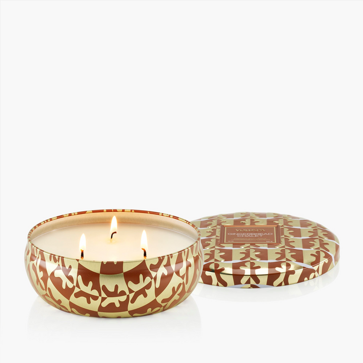 Gingerbread Chalet- 3 Wick Candle In Decorative Tin