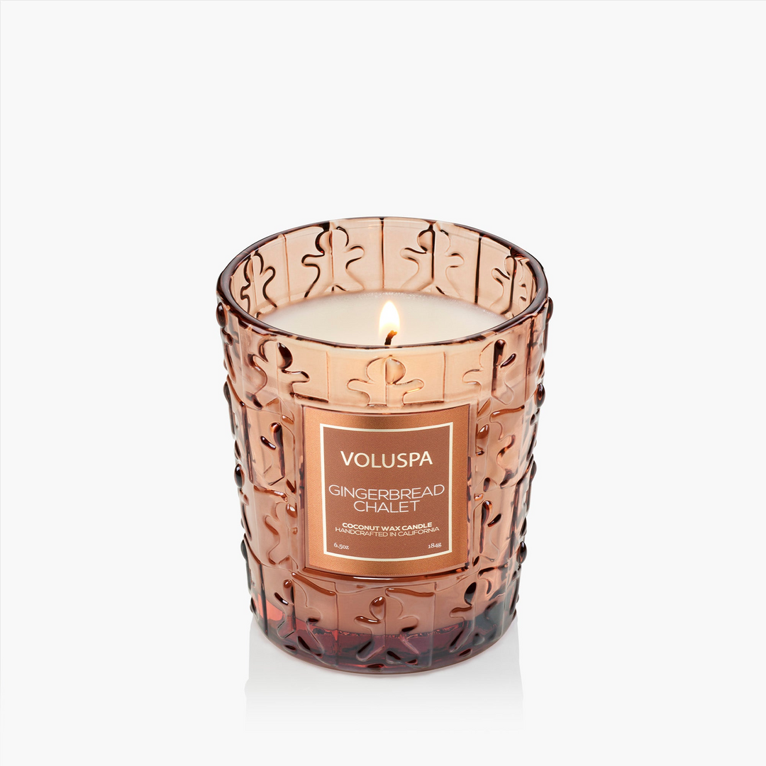 Gingerbread Chalet - Classic Candle In Textured Glass