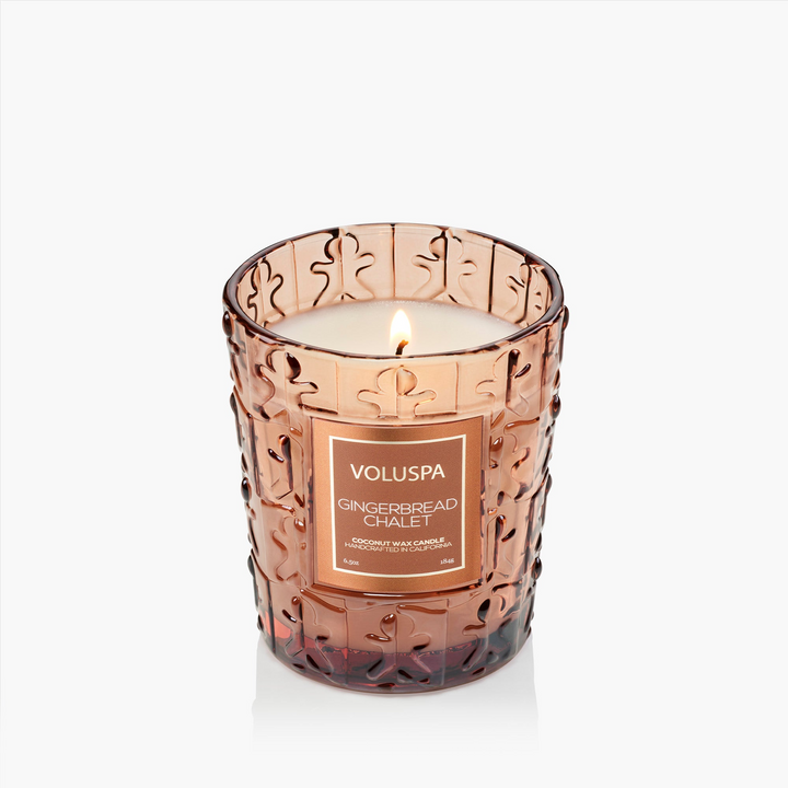 Gingerbread Chalet - Classic Candle In Textured Glass