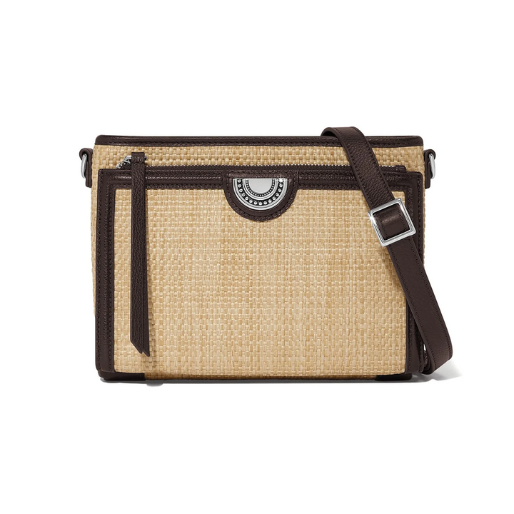 Jordyn Straw Cross Body Organizer - Natural/Cocoa