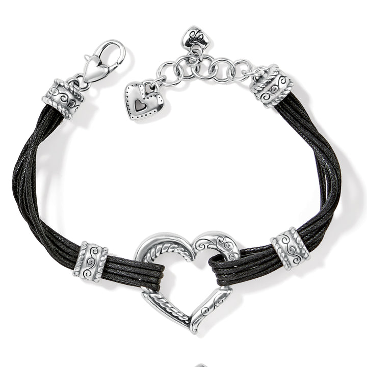 Heritage Heart Bracelet - Silver/Black