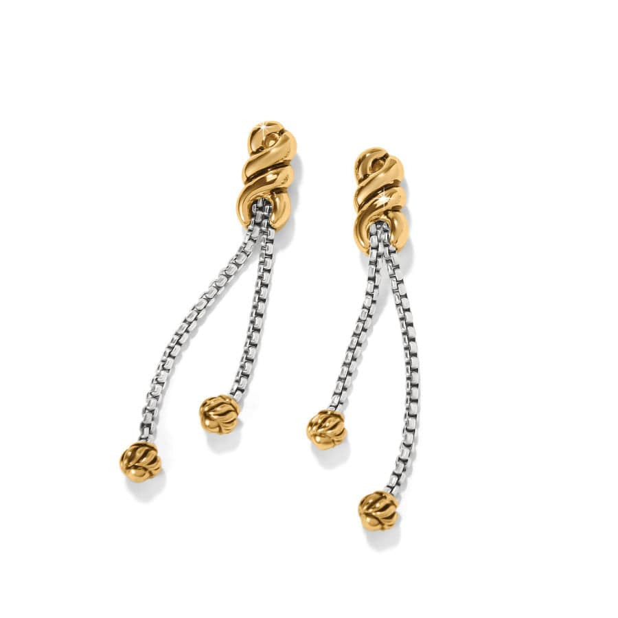 Interlok Twist Double Chain Post Drop Earrings - Silver/Gold