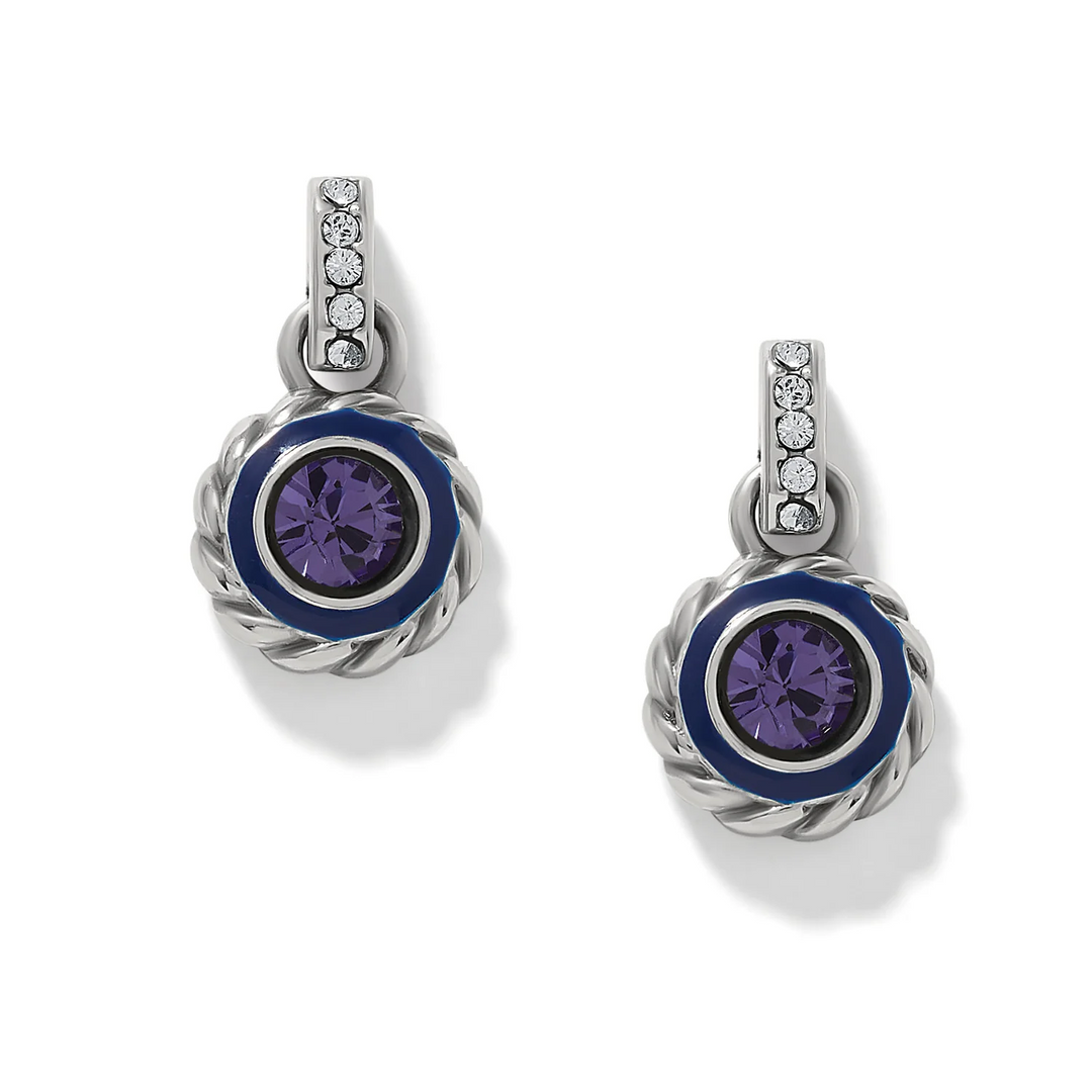 Halo Gemma Petite Round Post Drop Earrings - Silver/Tanzanite