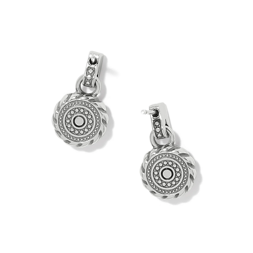 Halo Gemma Petite Round Post Drop Earrings - Silver/Tanzanite