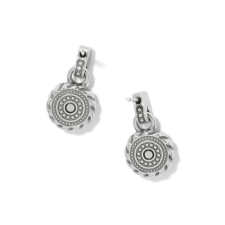 Halo Gemma Petite Round Post Drop Earrings - Silver/Tanzanite
