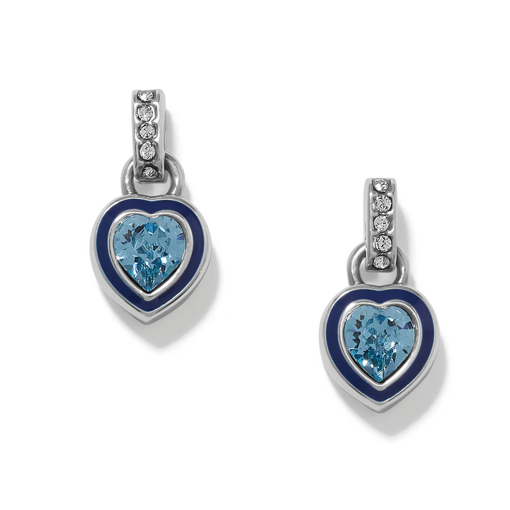 Halo Gemma Petite Heart Post Drop Earrings - Silver/Aqua