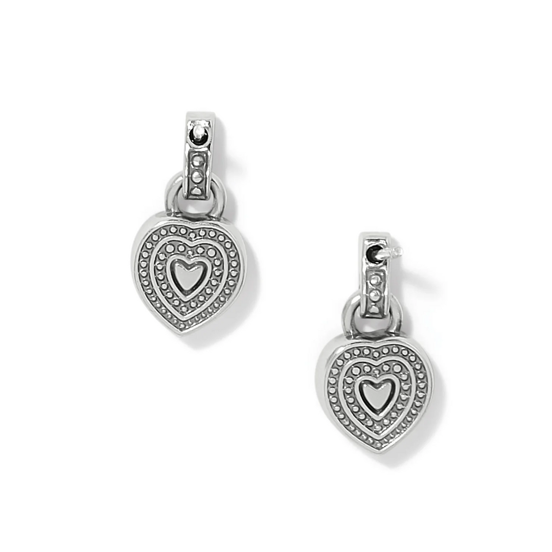 Halo Gemma Petite Heart Post Drop Earrings - Silver/Aqua