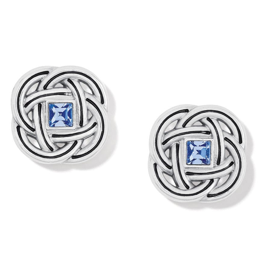 Interlok Shine Post Earrings - Silver/Light Sapphire