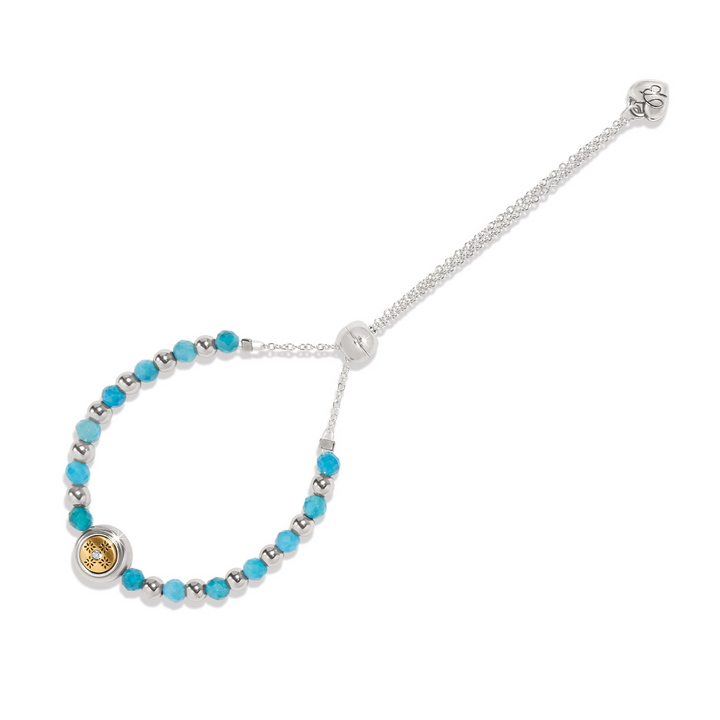 Mosaic Two Tone Beaded Bracelet - Silver/Blue