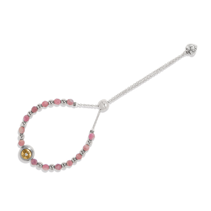 Mosaic Two Tone Beaded Bracelet - Silver/Pink