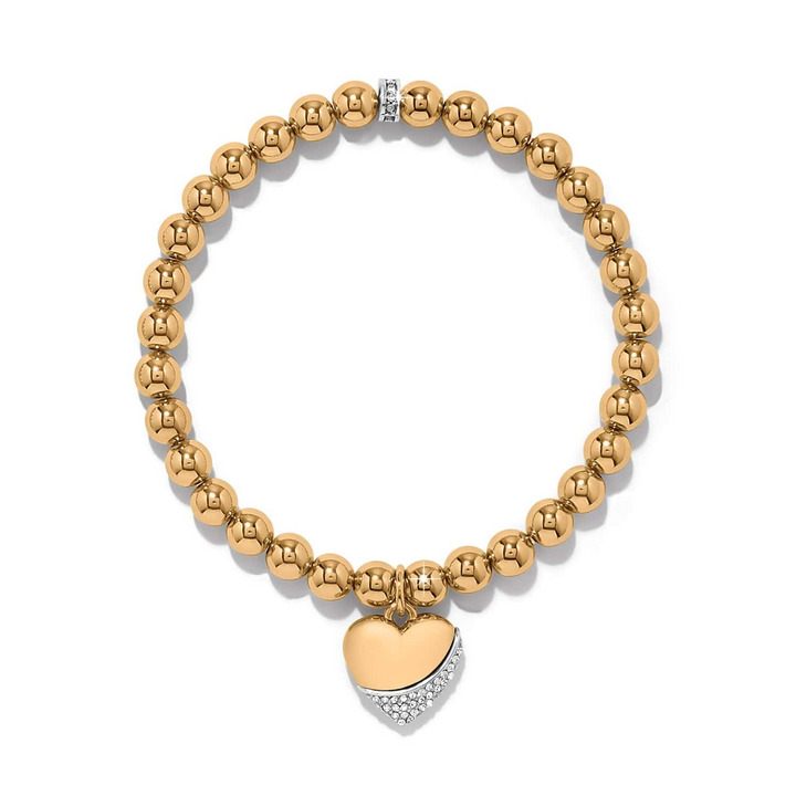 Meridian Petite Wave Heart Stretch Bracelet - Gold