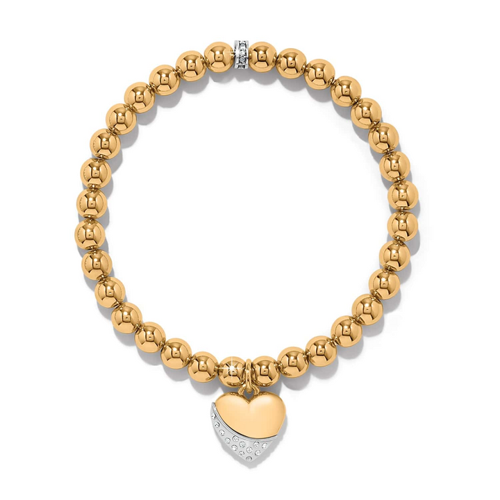 Meridian Petite Wave Heart Stretch Bracelet - Gold