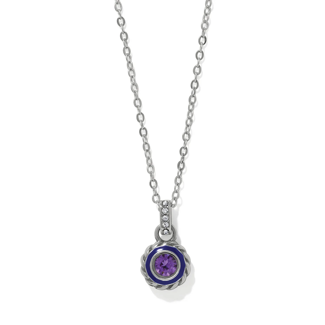 Halo Gemma Petite Round Necklace - Silver/Tanzanite