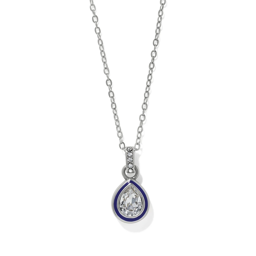 Halo Gemma Petite Teardrop Necklace - Silver/Blue
