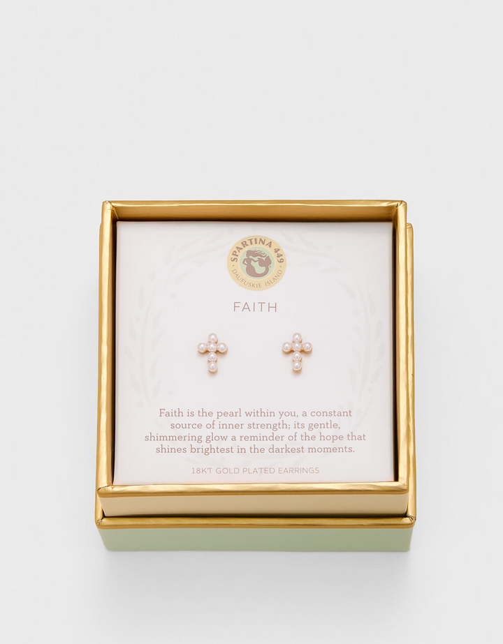 Sea La Vie - Stud Earrings Faith/Pearl Cross