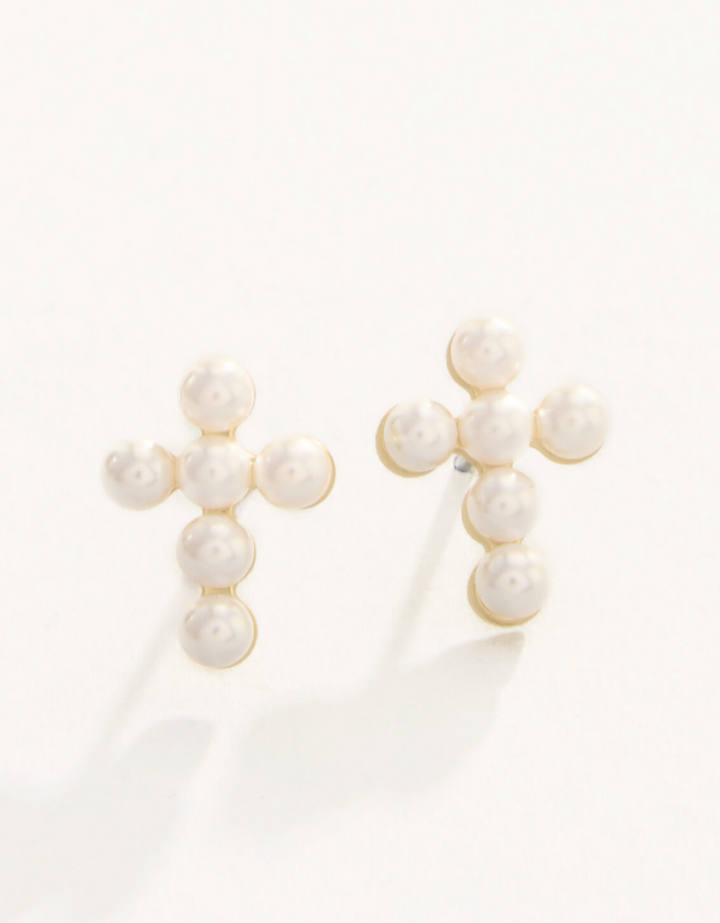 Sea La Vie - Stud Earrings Faith/Pearl Cross