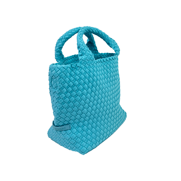 Lucy Small Woven Neoprene Tote - Aqua