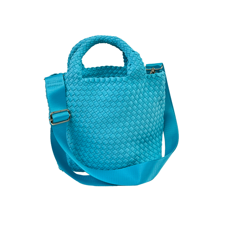 Lucy Small Woven Neoprene Tote - Aqua