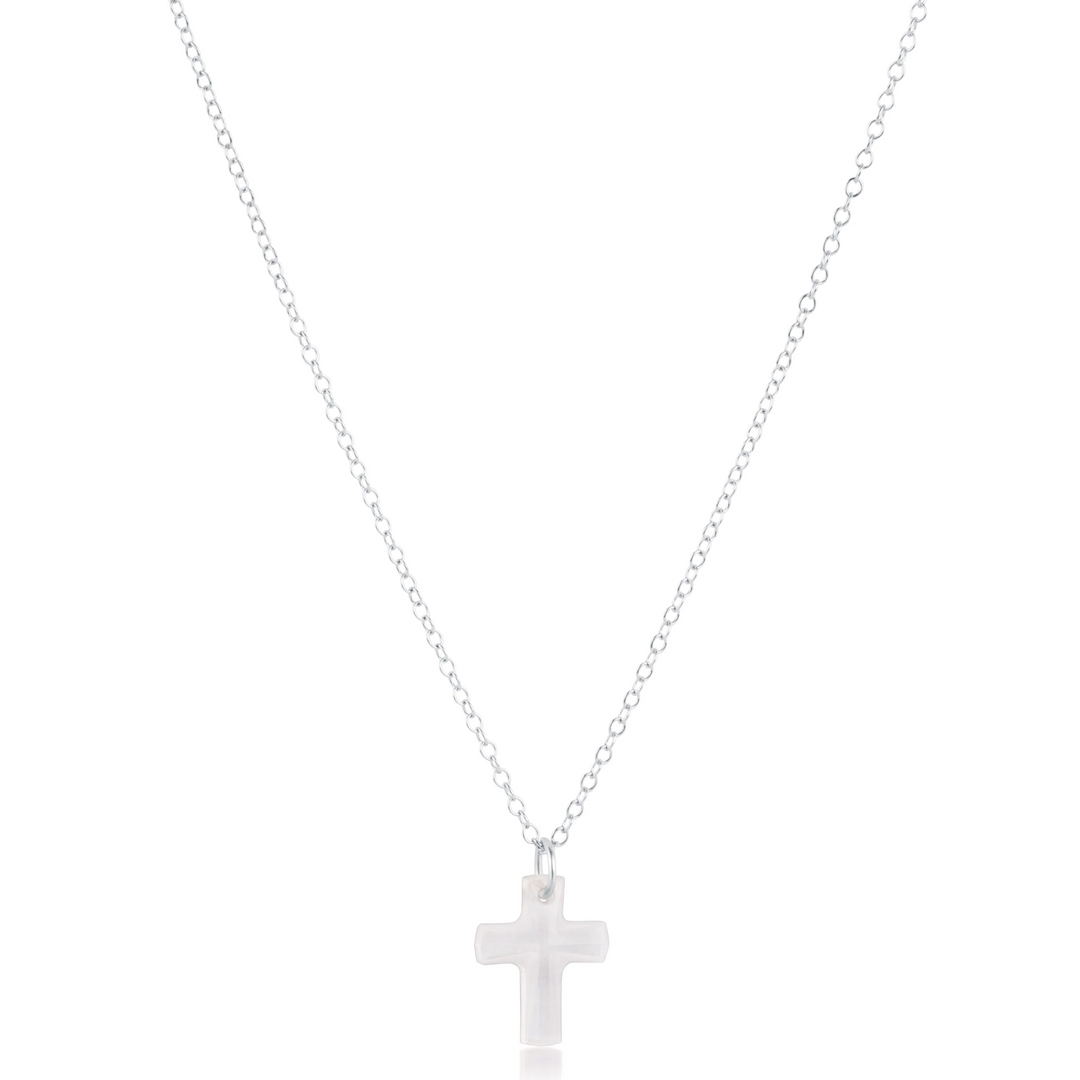 16" Necklace Sterling - Blessed Crystal Charm