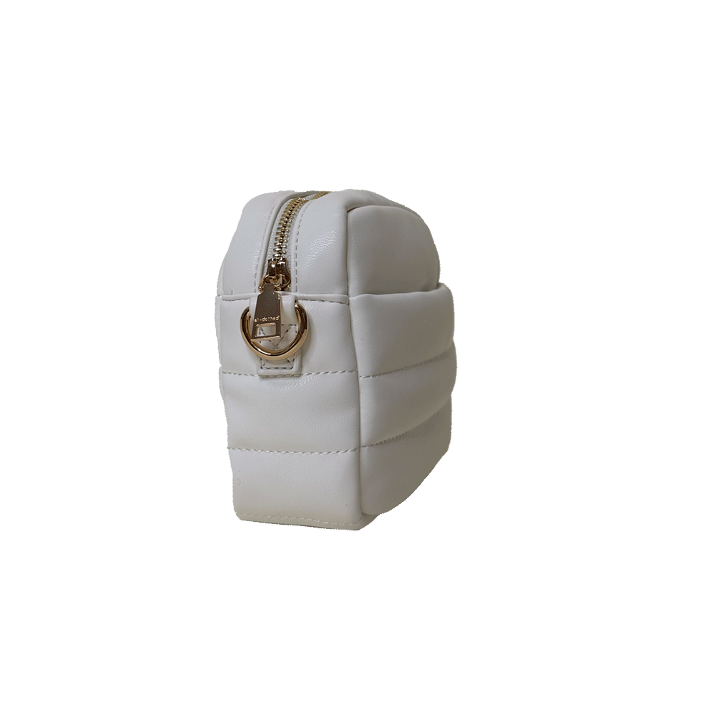 Sadie Quilted Faux Leather Zip Top Messenger - White