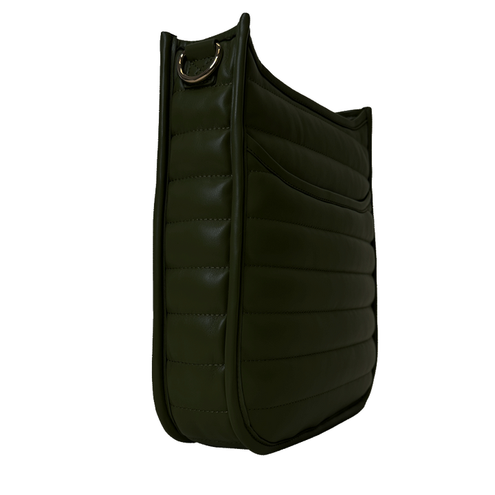 Sarah Quilted Faux Leather Messenger - Army