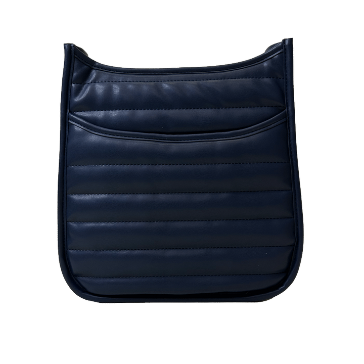 Sarah Quilted Faux Leather Messenger - Navy