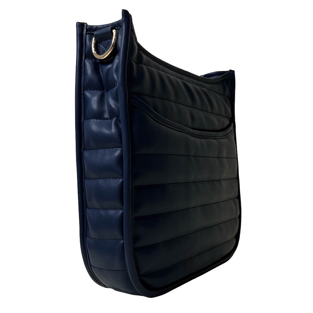 Sarah Quilted Faux Leather Messenger - Navy