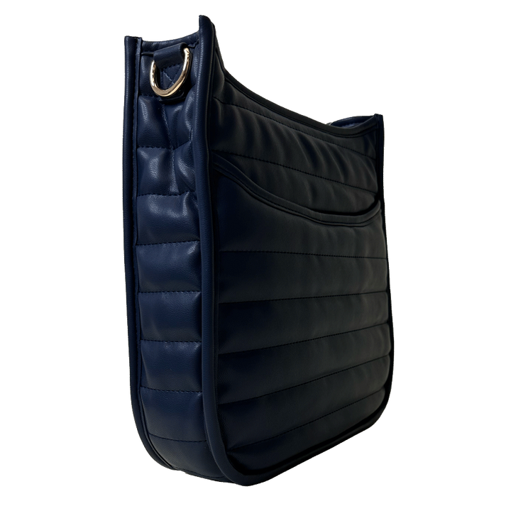 Sarah Quilted Faux Leather Messenger - Navy