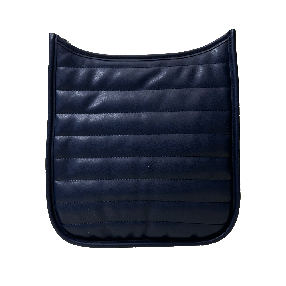 Sarah Quilted Faux Leather Messenger - Navy