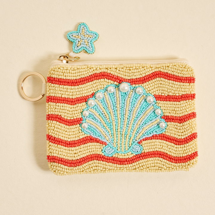 Handcrafted Beaded Pouch - Seashell