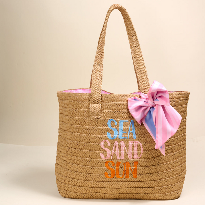 Straw & Sun Tote - Sea, Sand, Sun