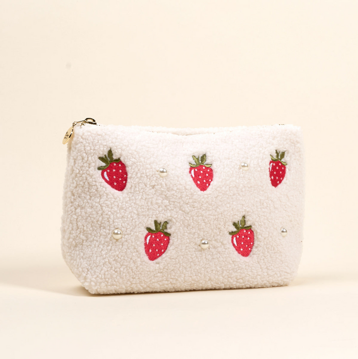 Teddy Pouch - Strawberries & Pearls