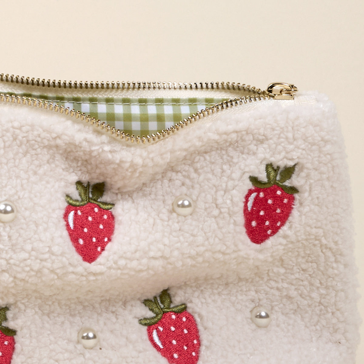 Teddy Pouch - Strawberries & Pearls