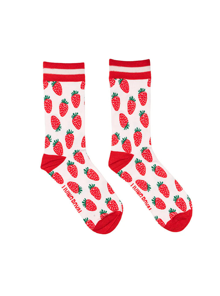 Strawberry Womens Bamboo Crew Socks
