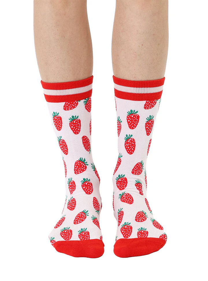 Strawberry Womens Bamboo Crew Socks
