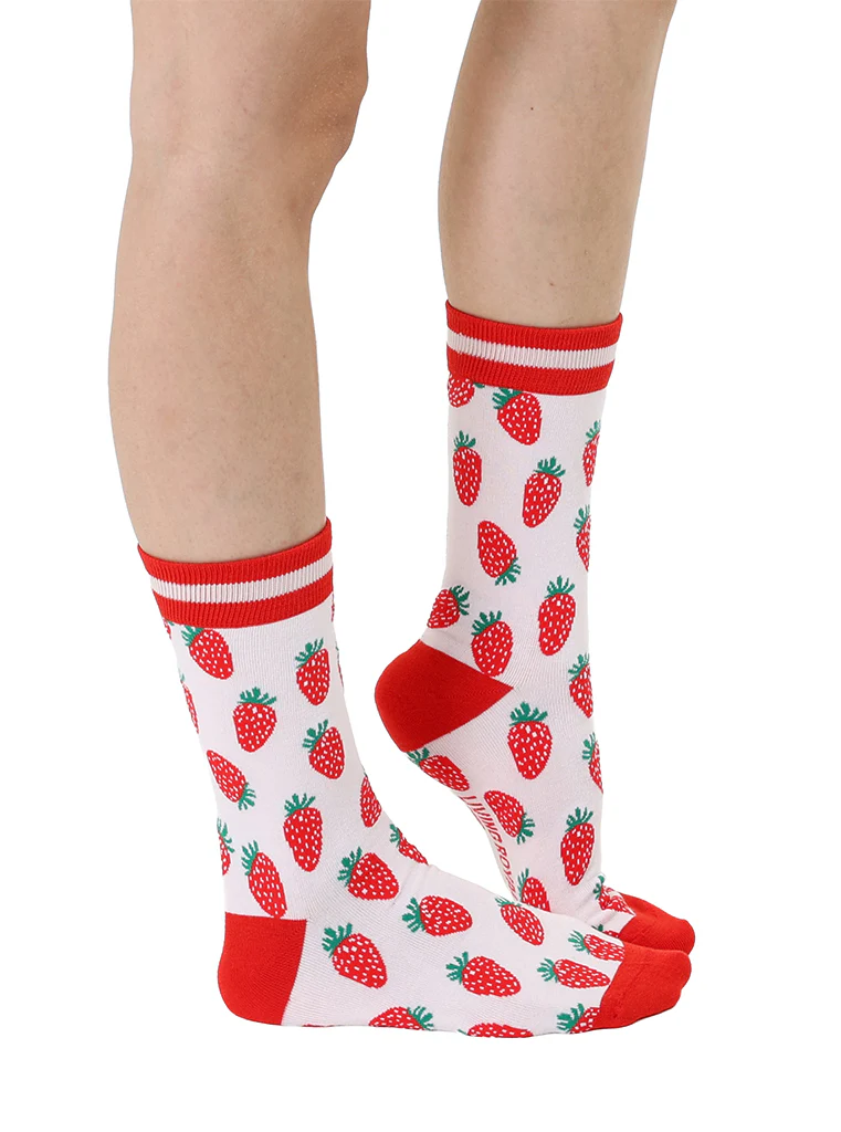 Strawberry Womens Bamboo Crew Socks