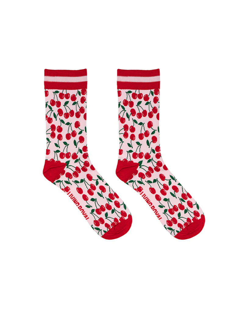 Cherry Womens Bamboo Crew Socks